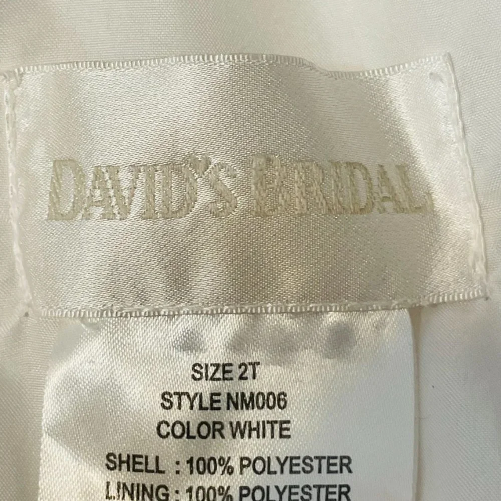 David's Bridal White Flower Girl Dress Size 2T - Picture 9 of 15